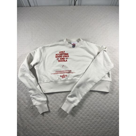 Los Sundays Tequila Crop Top Long Sleeve Sweatshirt Streetwear Size XS Graphic - Picture 3 of 8
